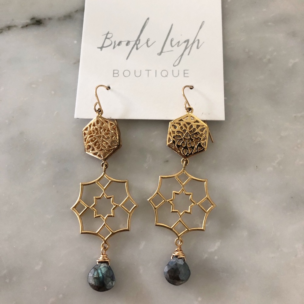 Labradorite gold fill earring
